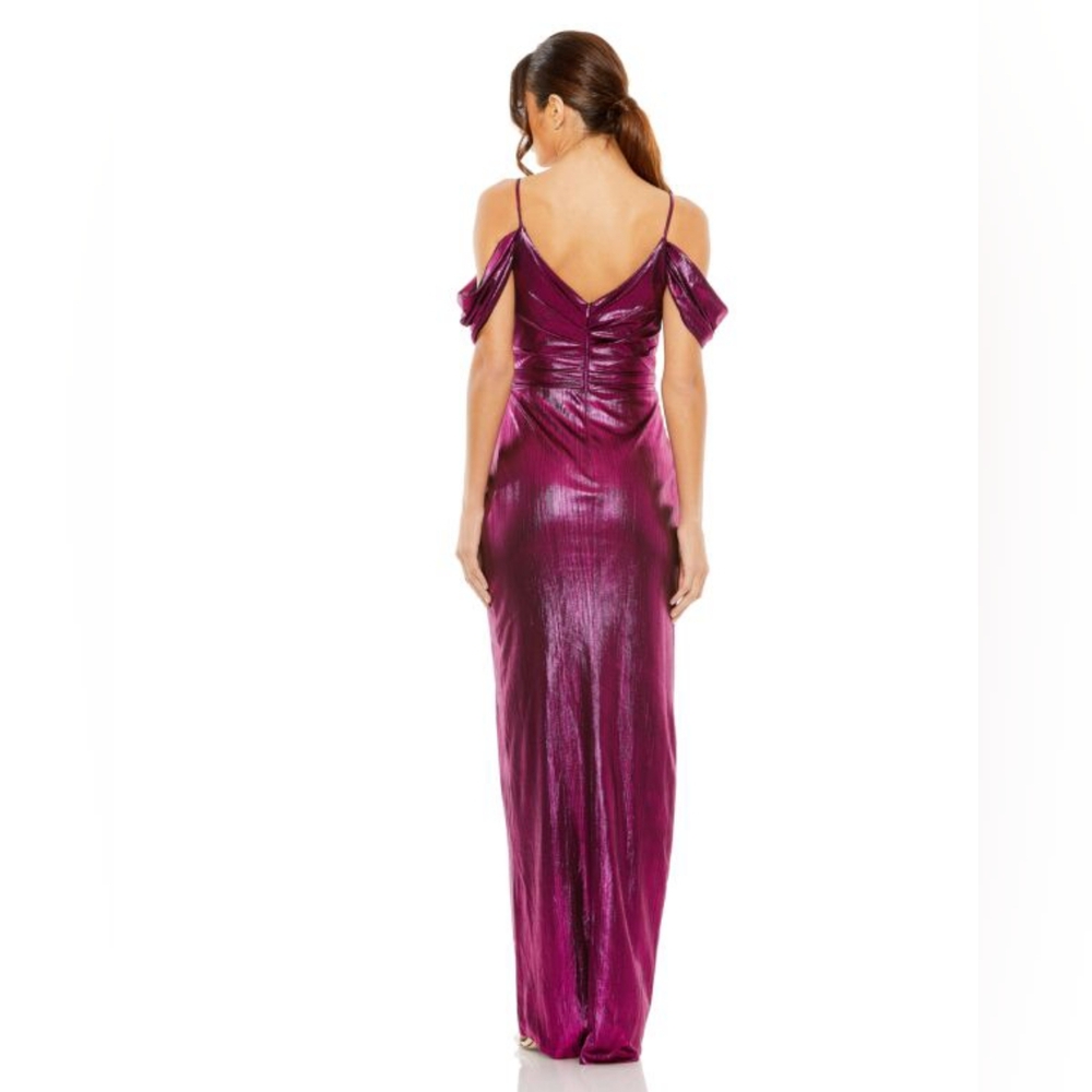 Mac Duggal Off The Shoulder Cap Sleeve Faux Wrap Dress - Picture 4 of 4